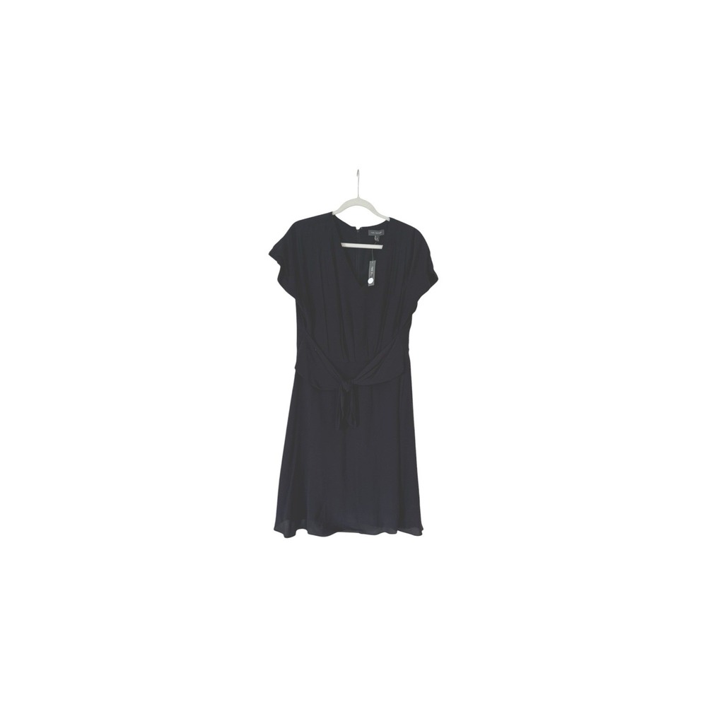 The Limited Womens Black V-Neck Tie Waist Fit Flare Dress‎ Size 12 Short Sleeve